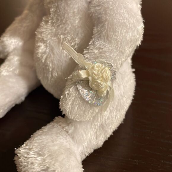 Vintage Ty Beanie Baby 2002 Bride The White Bear Excellent Condition NWT 8” long - Picture 3 of 9